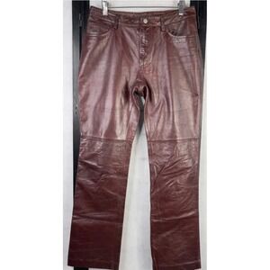 GAP Leather Boot Fit Pants Women's W28 L30 Brown Genuine‎ Leather Y2K